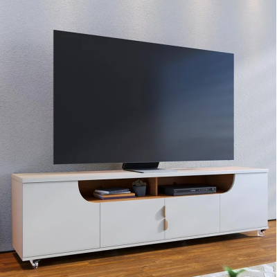 Rack Bancada Ambiente Santorini Off White Matte Freijó Rack Bancada Ambiente Santorini Off White Matte Freijó